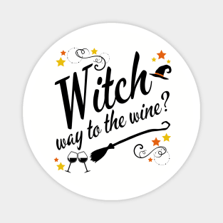 Witch Way to the Wine Funny Halloween Magnet